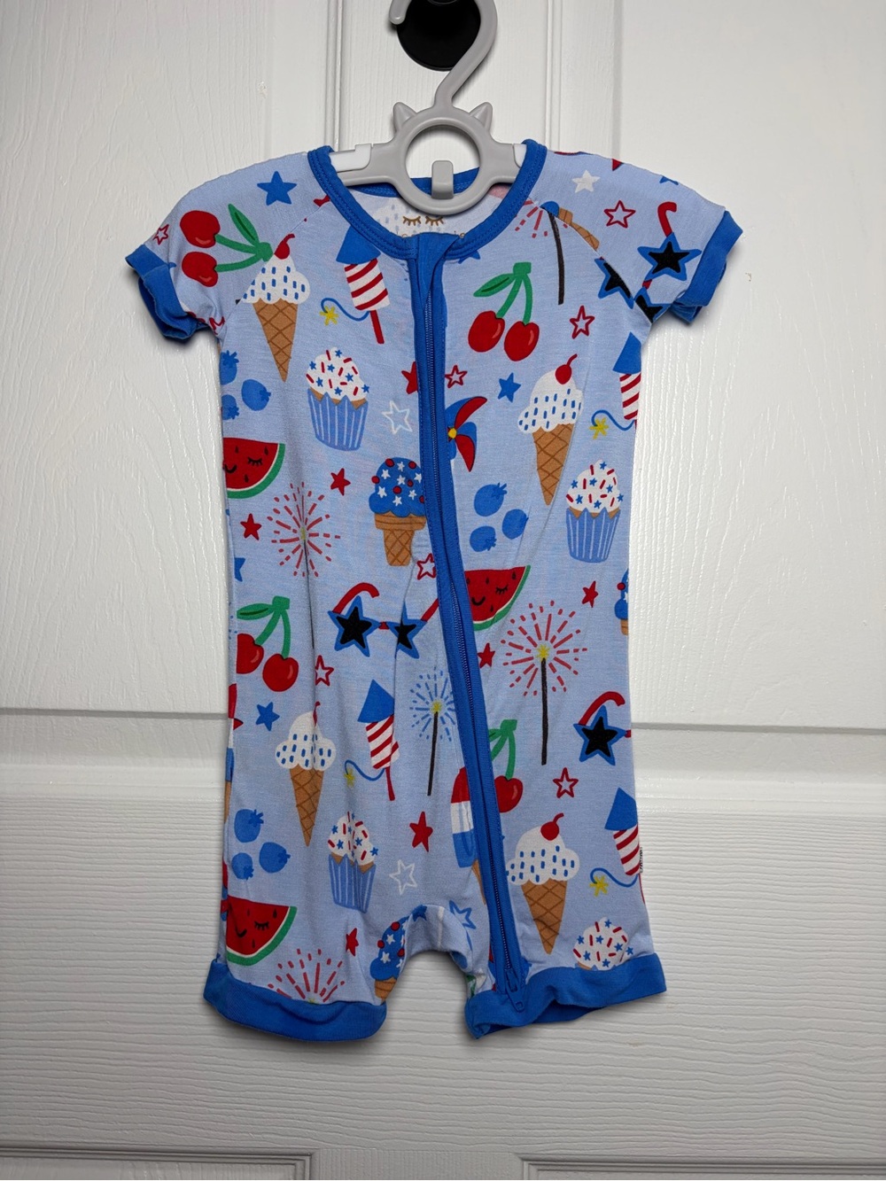 Little Sleepies Blue Summer Print Short-Sleeve Footie